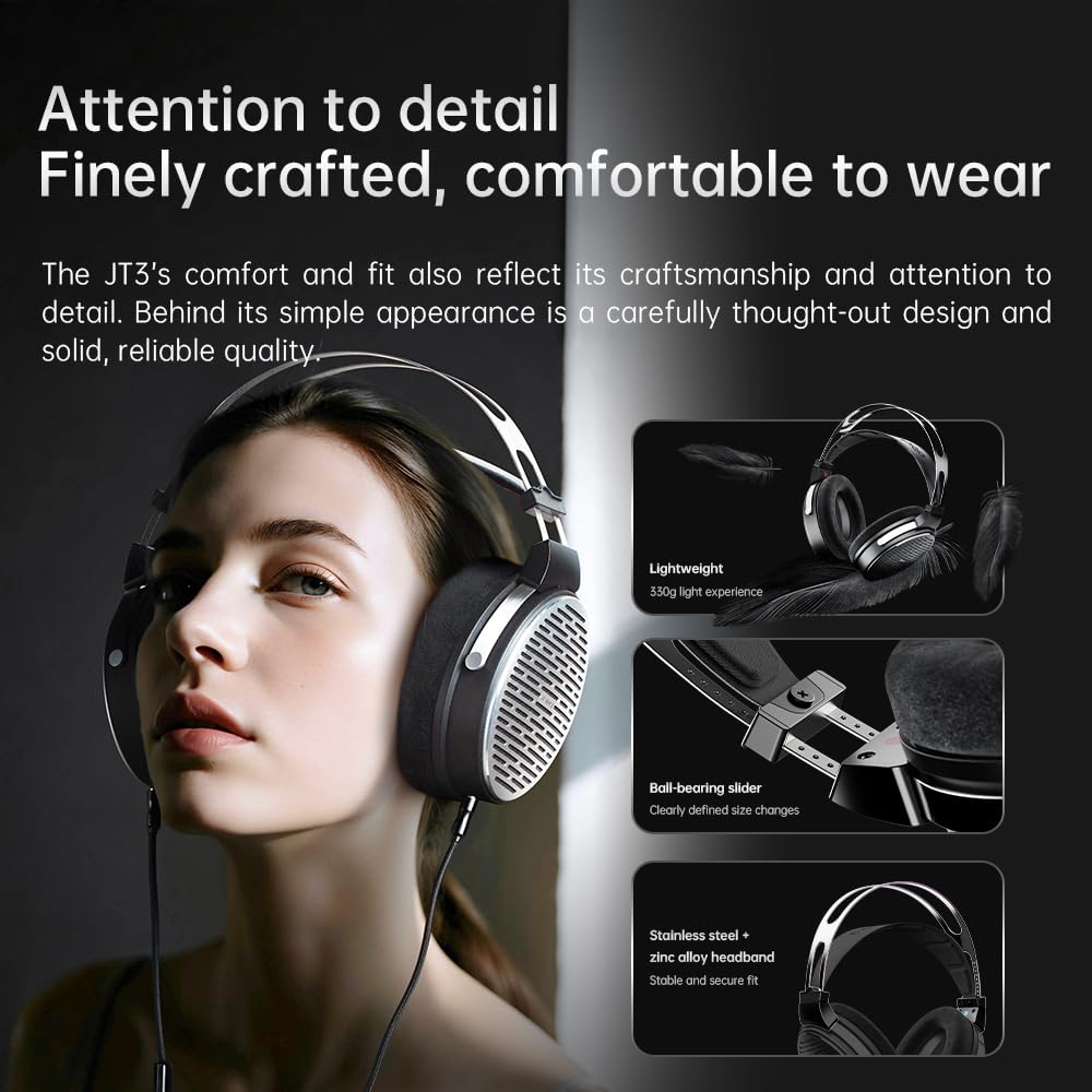 Open-back design of FiiO JT3 provides natural, spacious listening.