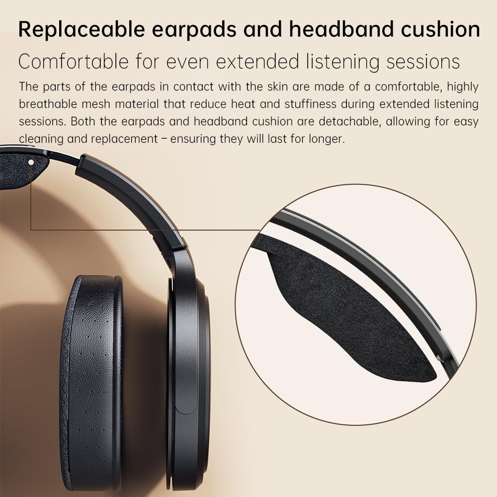 FiiO JT7 replaceable-earpads indicating breathable comfort during long sessions.