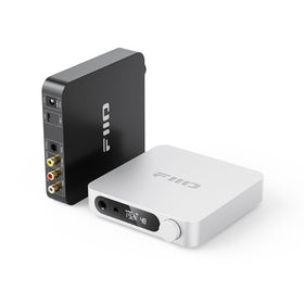 Fiio K11 front view with compact silver aluminum body for desktop setups.