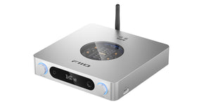 Fiio K13 R2R DAC front view, ideal for elevated desk listening.
