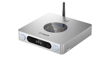 Fiio K13 R2R DAC front view, ideal for elevated desk listening.
