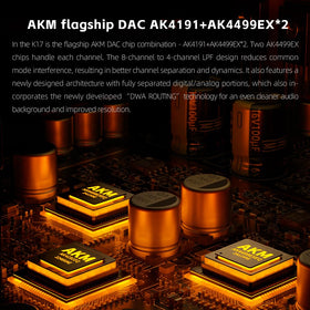 Inside the FiiO K17 showing the DAC and amp board layout
