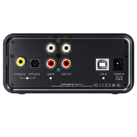FiiO K5 Pro outputs setup showing 6.35mm and RCA connections for speakers.