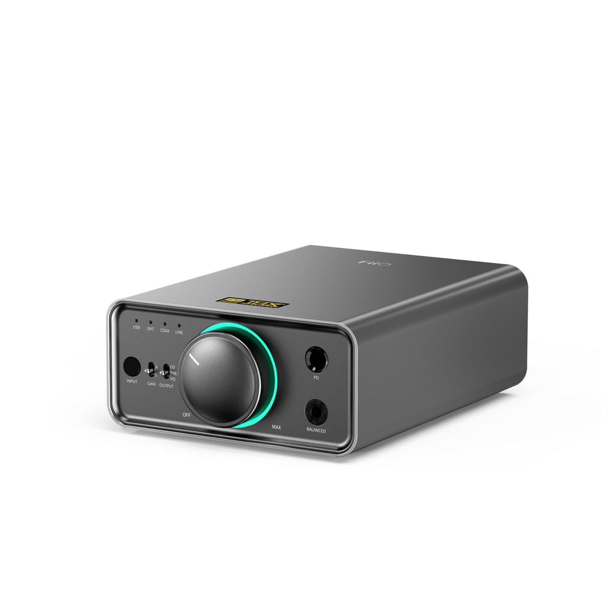 Fiio K7 ports and connectivity with USB, optical, and coaxial inputs for versatile setups.