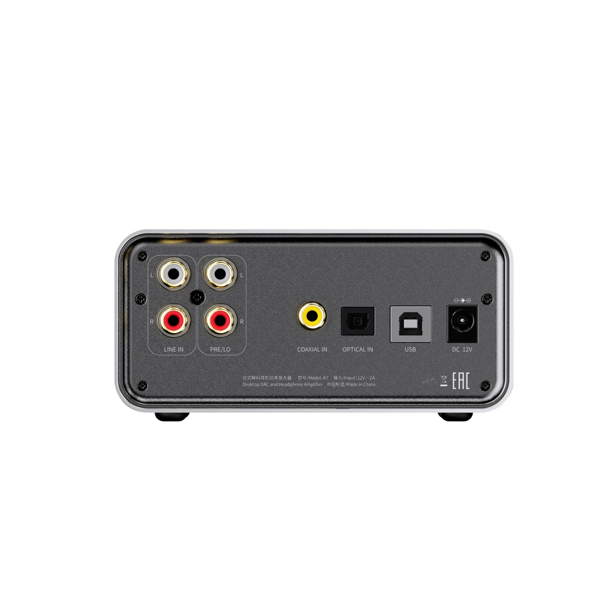 Fiio K7 RGB status lights showing working state and sample rate at a glance.