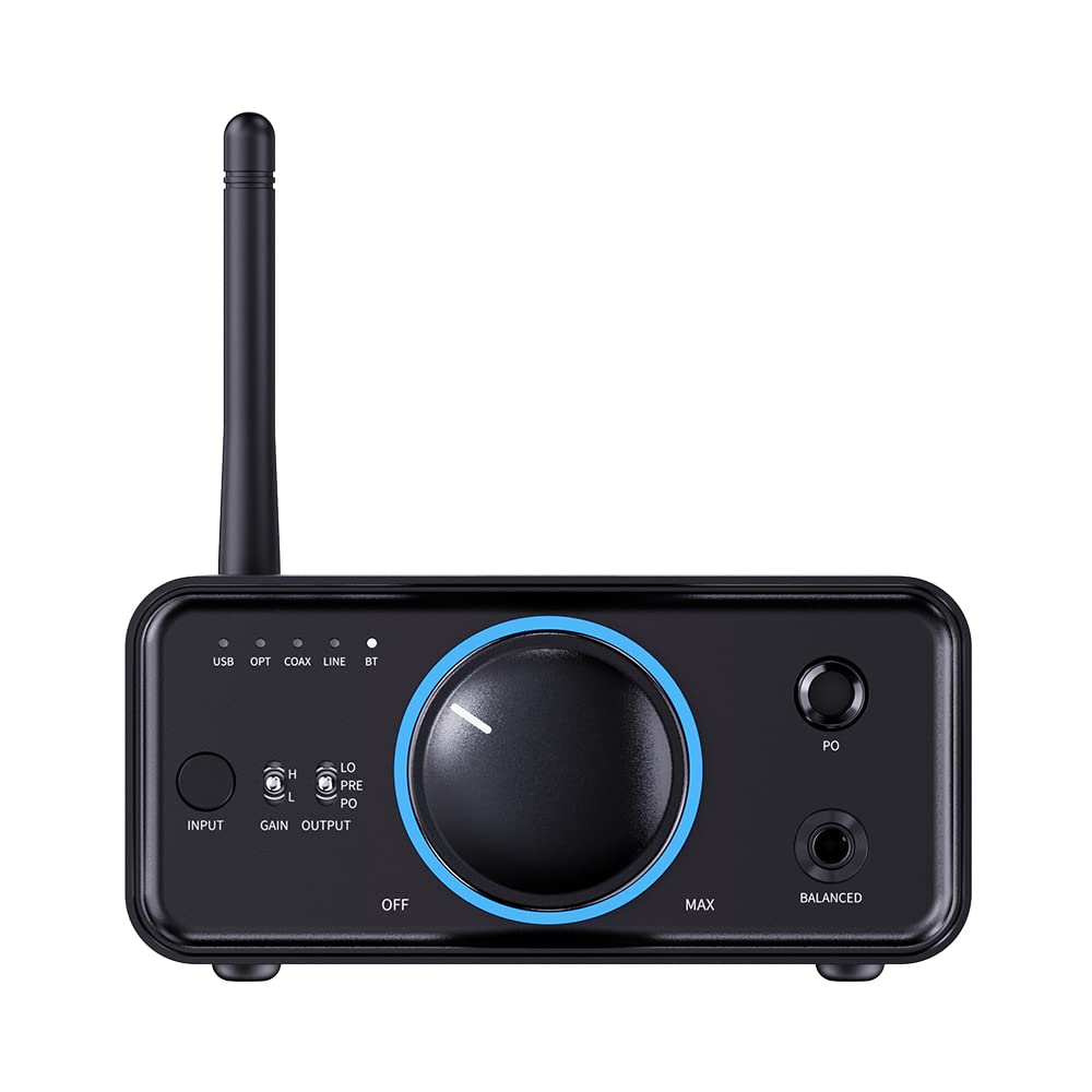 FiiO K7BT back ports showing USB, optical, coaxial connections for flexible setups