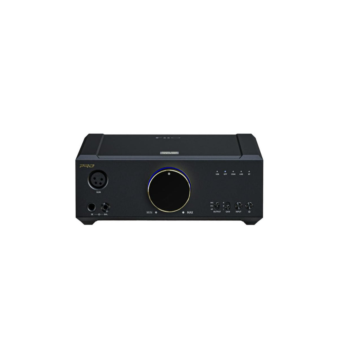 FiiO K9 Pro ESS front panel with RGB indicators for desk aesthetics and visibility.
