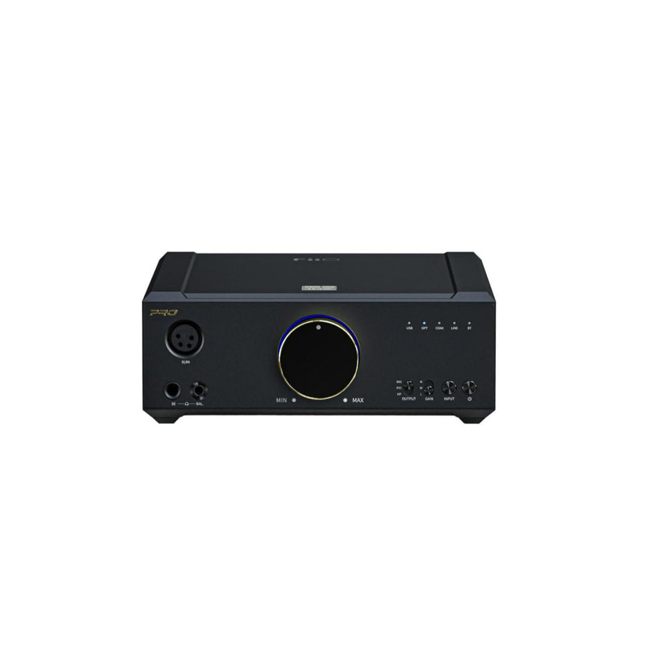 FiiO K9 Pro ESS front panel with RGB indicators for desk aesthetics and visibility.