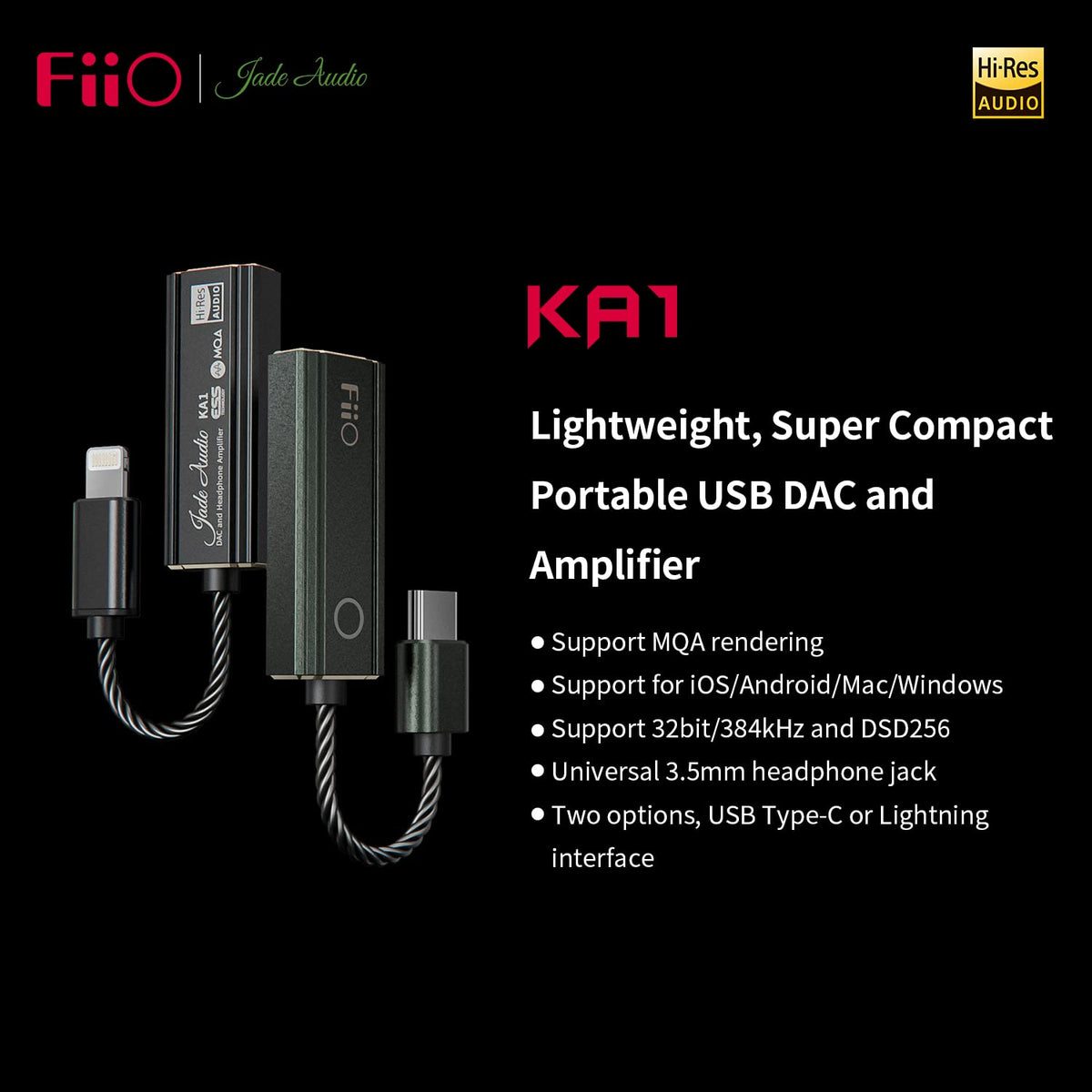 FiiO KA1 pocket headphone amp boosts mobile audio for clearer listening.
