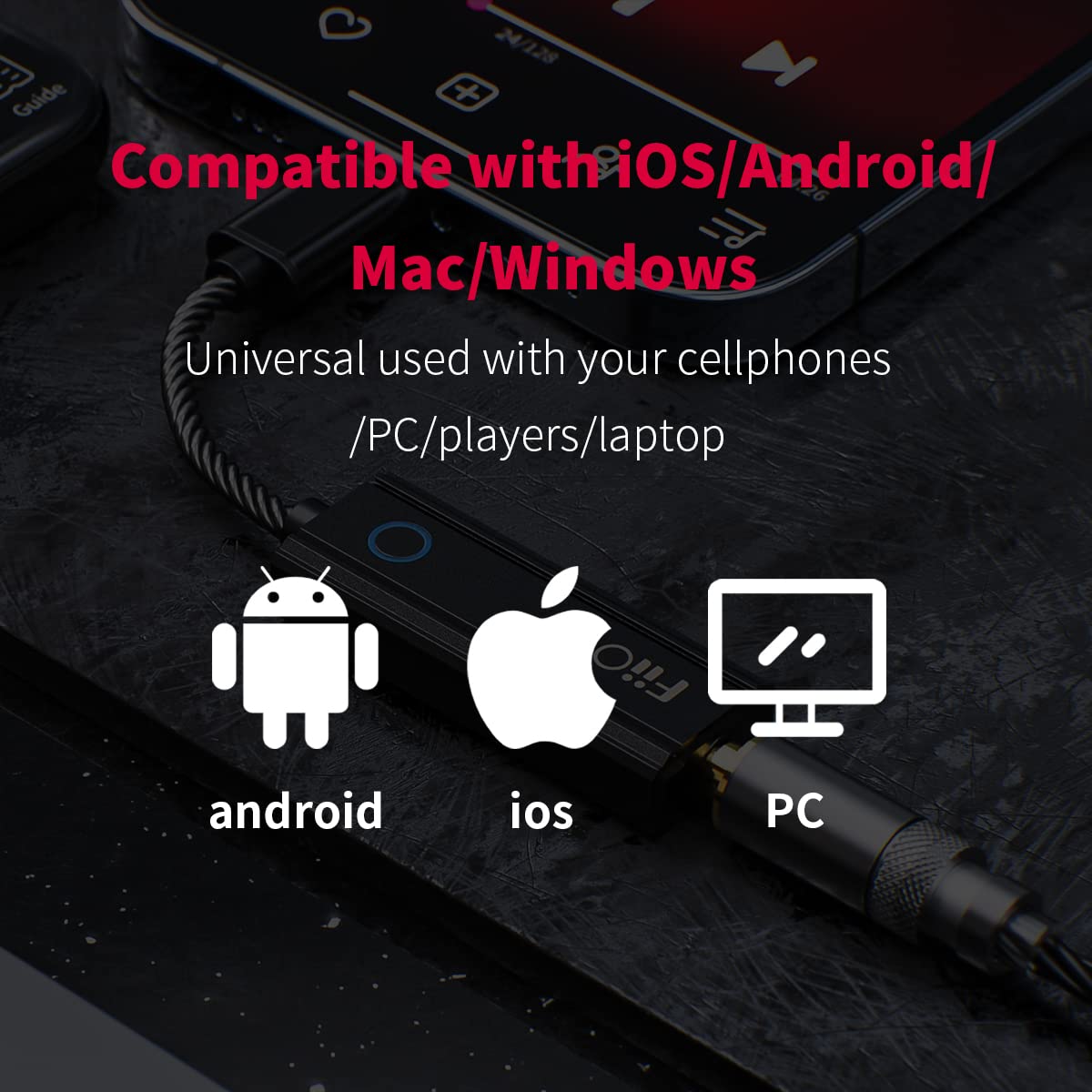 FiiO KA1 Type-C dongle connects to various devices for enhanced audio.