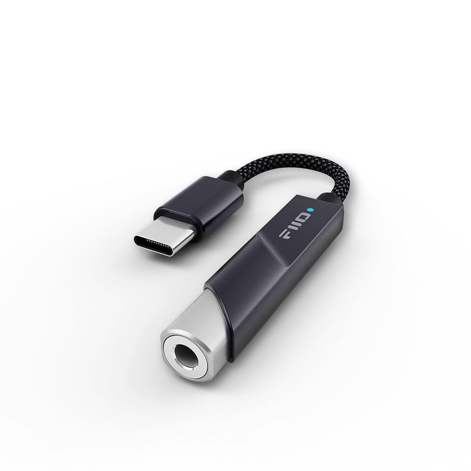 FiiO KA11 front view showing compact metal housing and 3.5mm jack benefit clear output