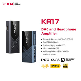 FiiO KA17 rear panel with USB-C ports for versatile connections.
