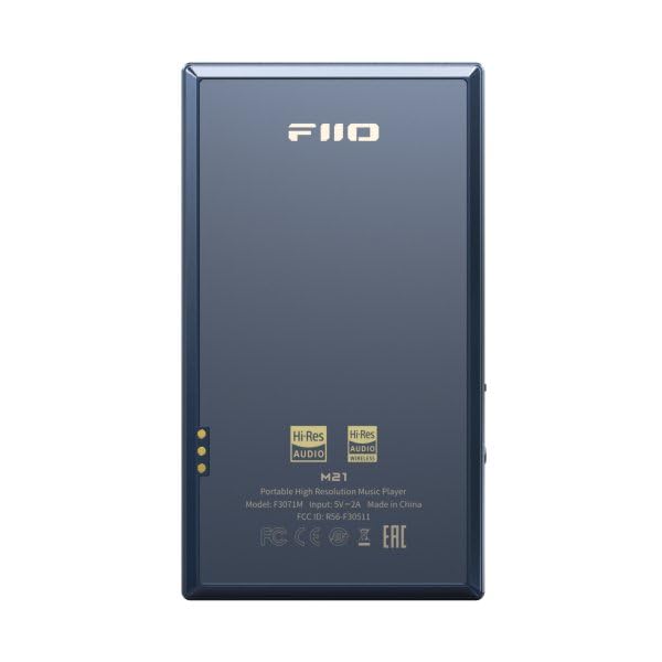 FiiO M21 balanced 4.4mm output jack close-up on premium headphones