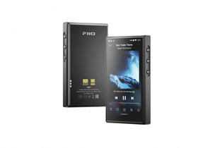 Fiio M21 front view with Android 13 UI for smooth on-device music control.