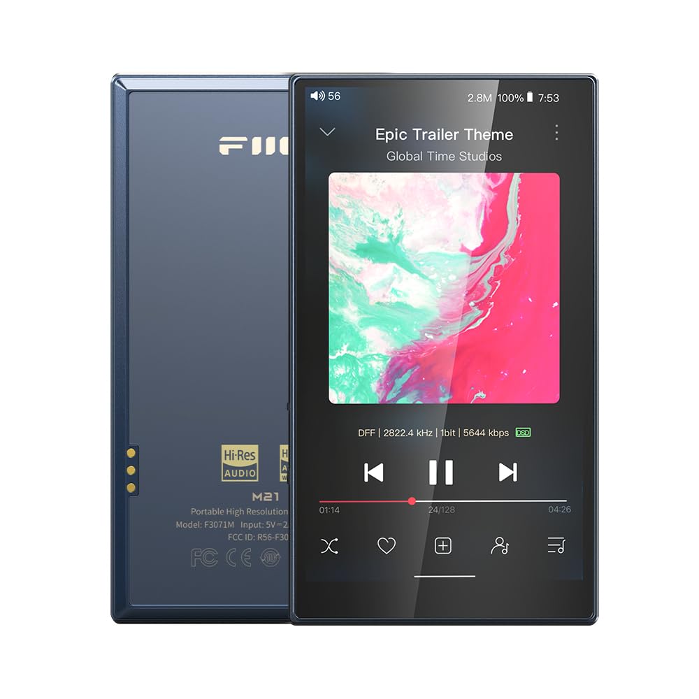 FiiO M21 front view in blue-black finish for high‑res listening