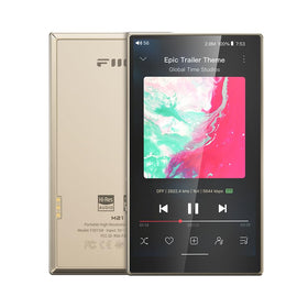 FiiO M21 front view in titanium gold for premium sound on the go.