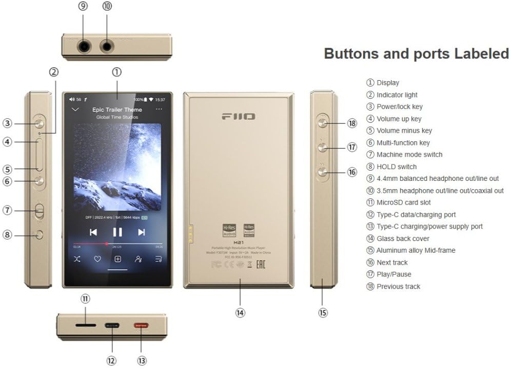 FiiO M21 quad CS43198 DACs deliver detailed, dynamic audio.