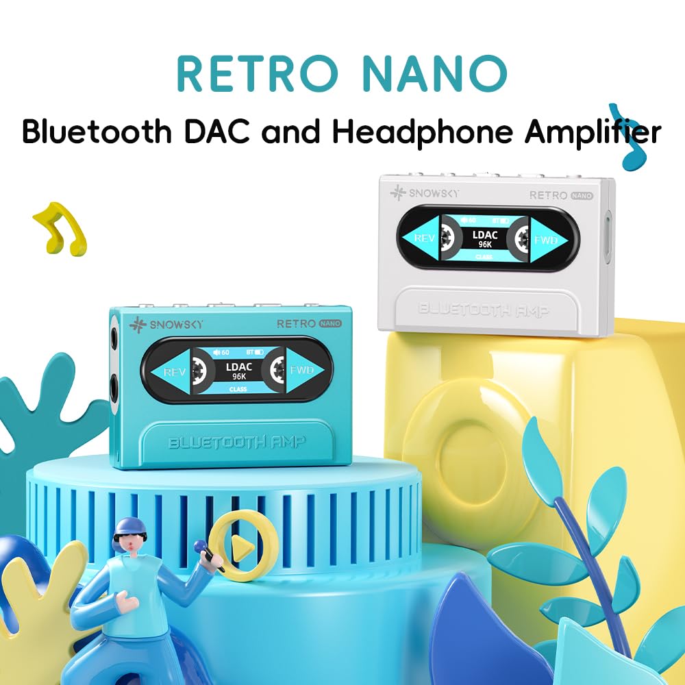 FiiO Snowsky Retro Nano blue cassette UI highlights nostalgic tactile controls