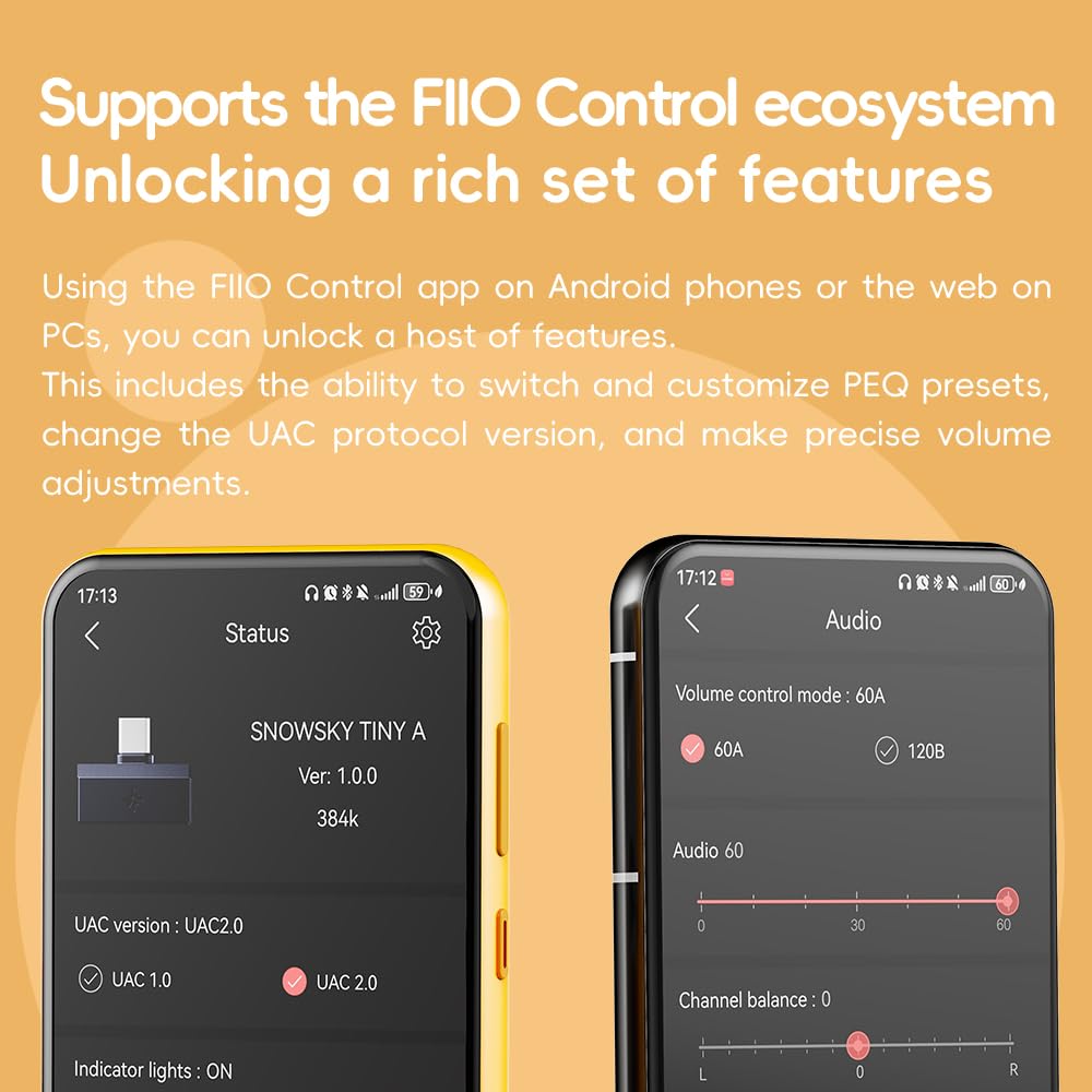 FiiO Tiny A is controlled via Android app for easy DSP and settings.