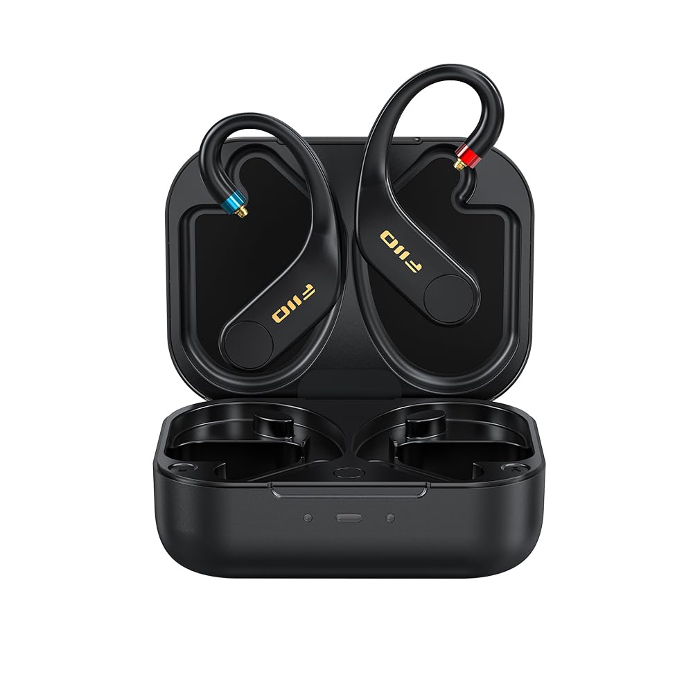 FiiO UTWS5 wireless earhook with charging coil for sweat resistance and durability.