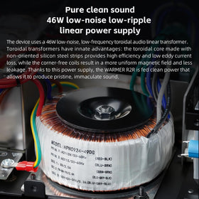 FIIO Warmer R2R DAC section showing 24-bit ladder DAC for precise sound.