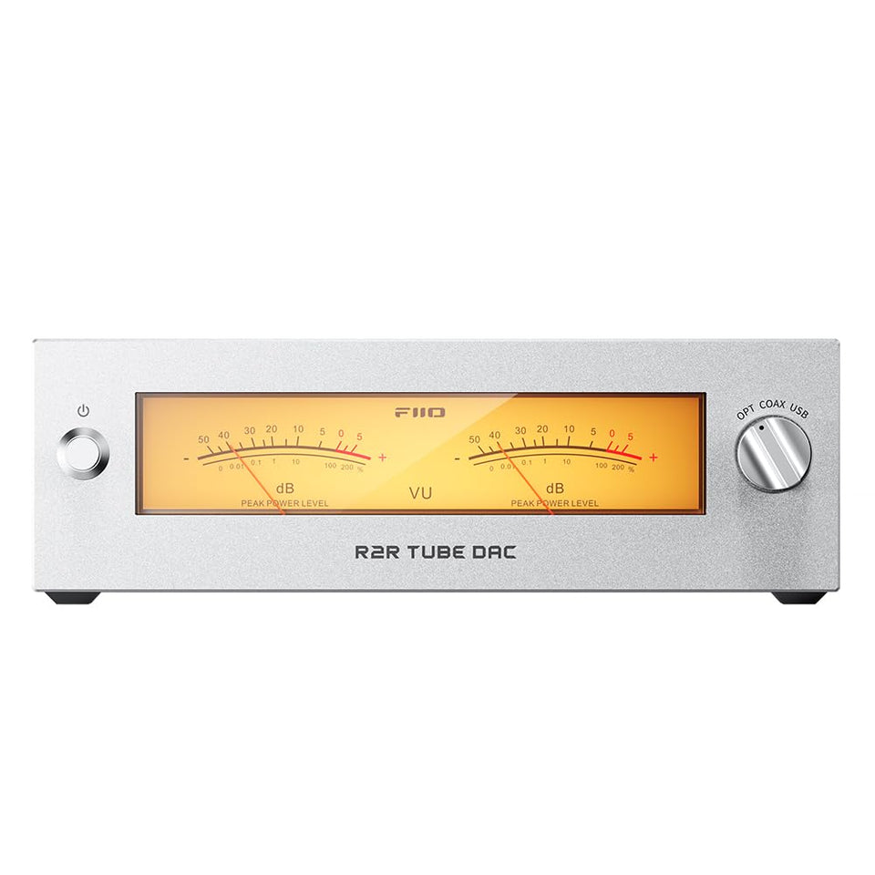 FIIO Warmer R2R DAC/Amp front view for a clean desktop setup.