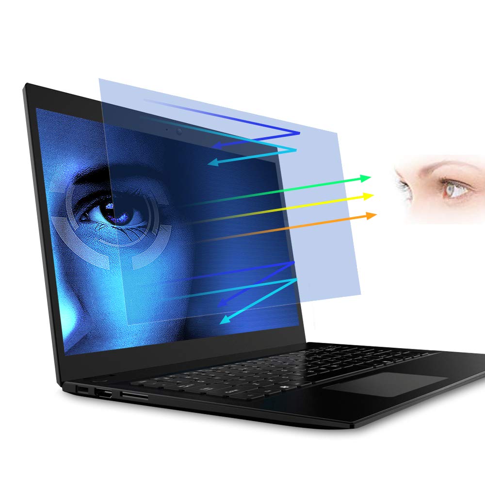 FILMEXT anti-glare protector on a 15.6-inch laptop screen reduces reflections
