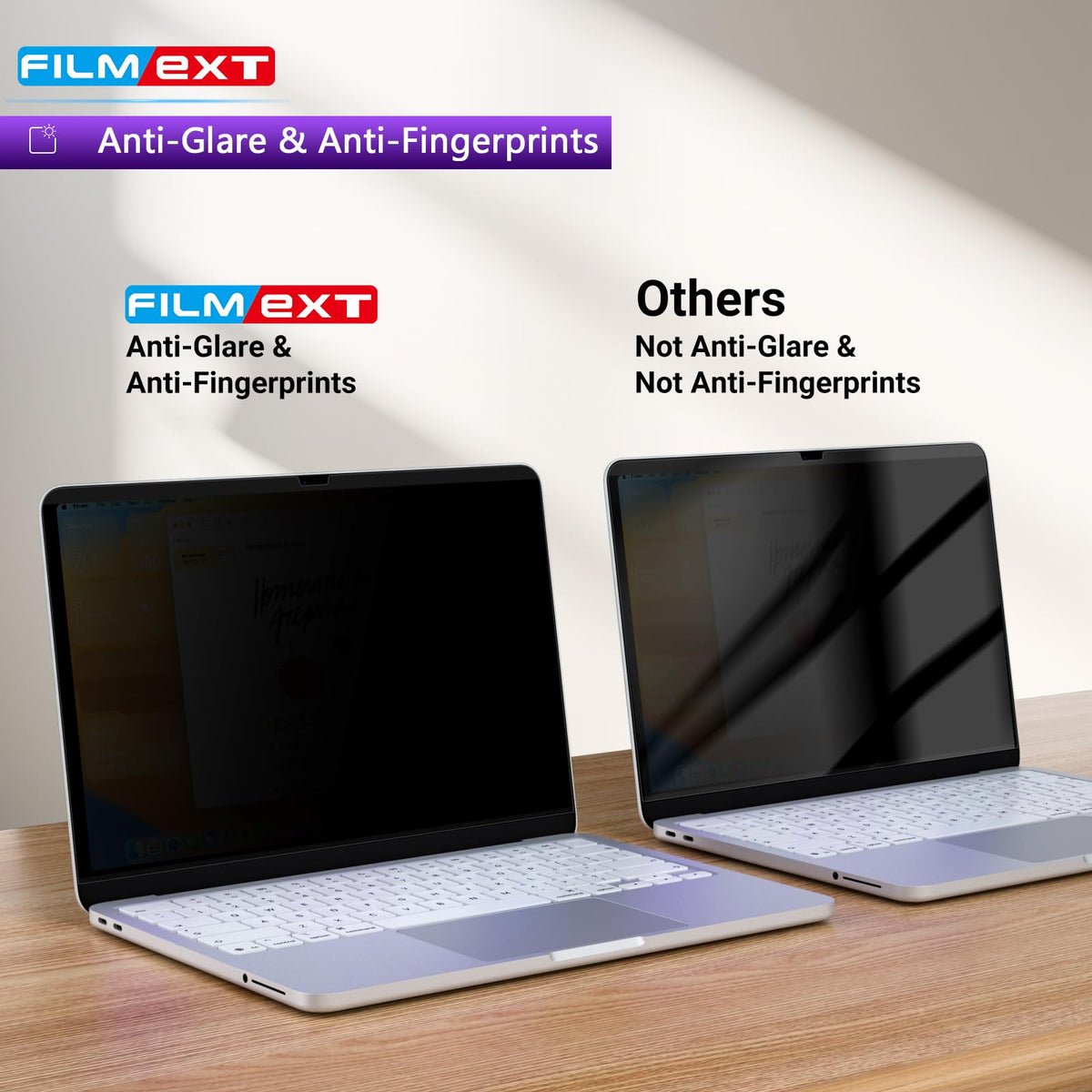 FILMEXT anti-glare surface detail reducing reflections for comfort