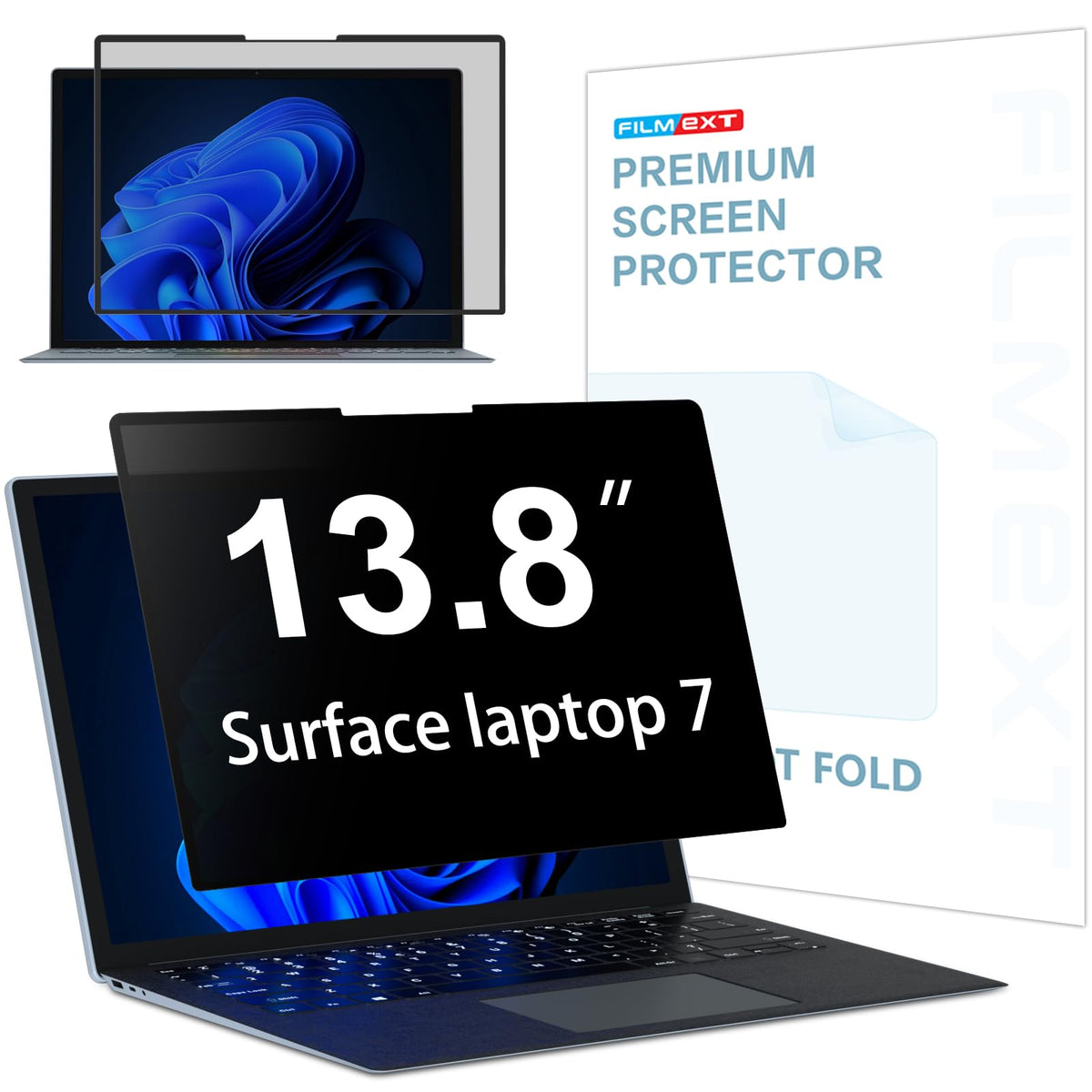 FILMEXT front packaging for Surface Laptop 13.8 showing product and benefits