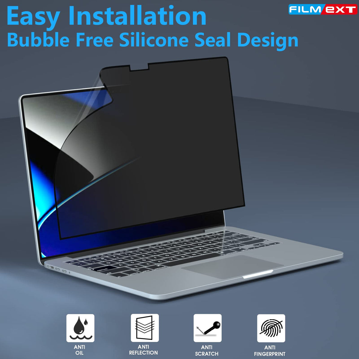 FILMEXT installed on MacBook Pro 16 in use for improved privacy and comfort