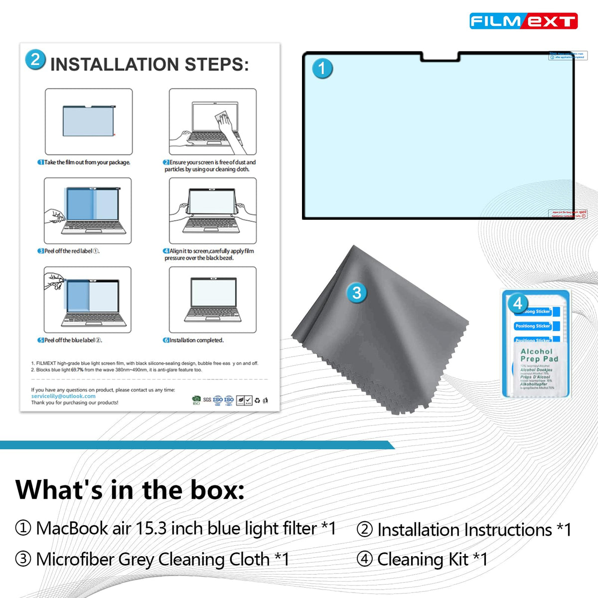 FILMEXT MacBook Air 15 compatible with A3241 A3114 A2941 models.