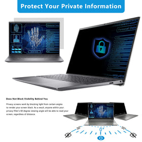 Filmext 13.3-inch privacy screen blue light filter enhances eye comfort.
