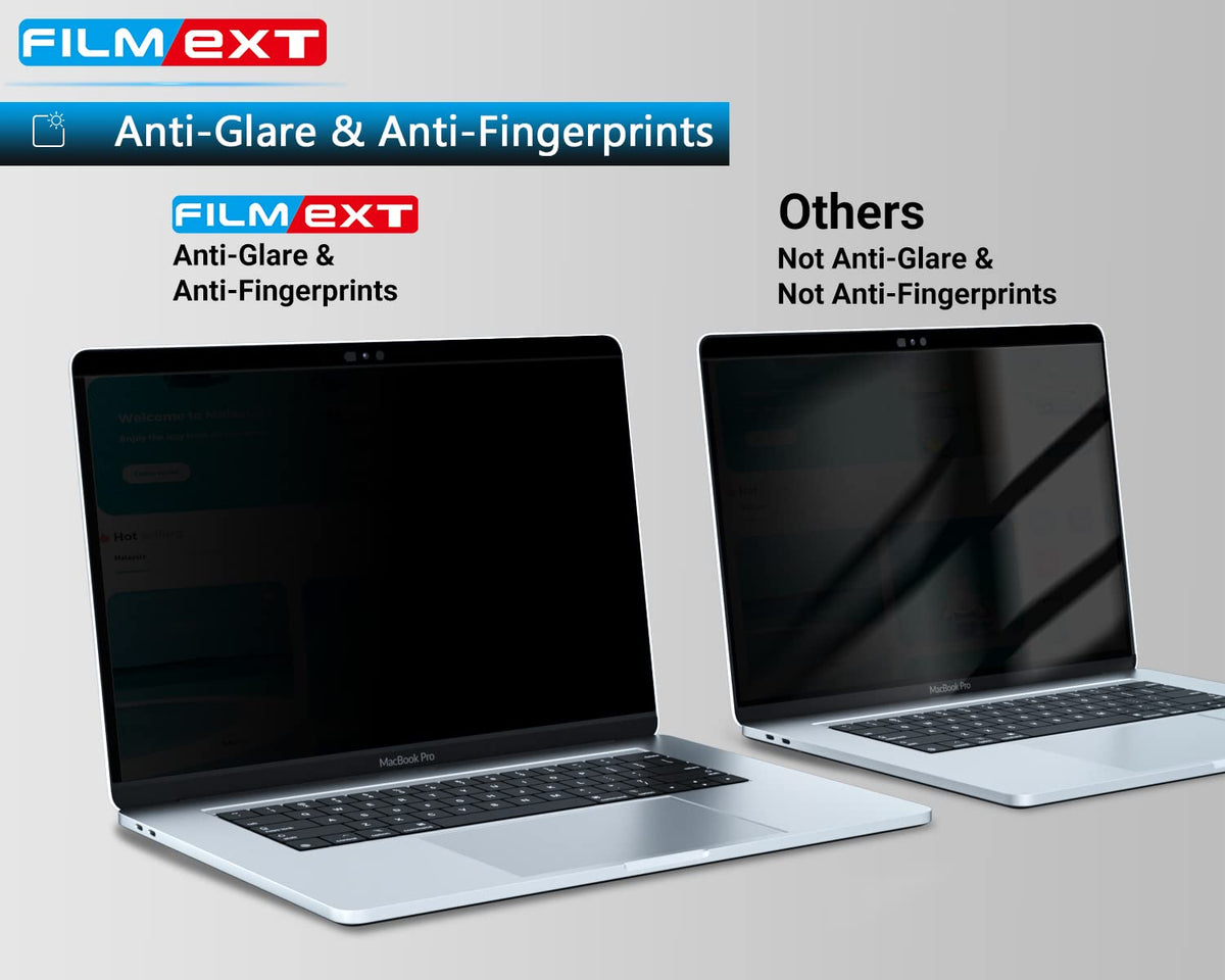 FILMEXT privacy screen size comparison next to ruler illustrating exact 15.3-inch fit