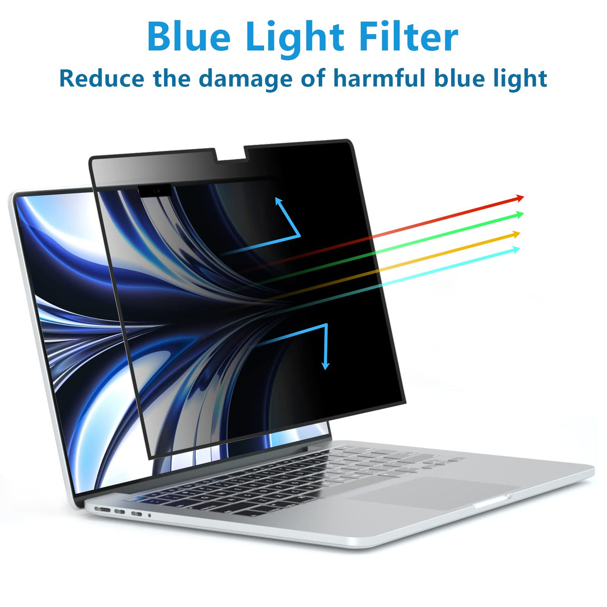 FILMEXT size and fit comparison on MacBook Air showing exact coverage and alignment
