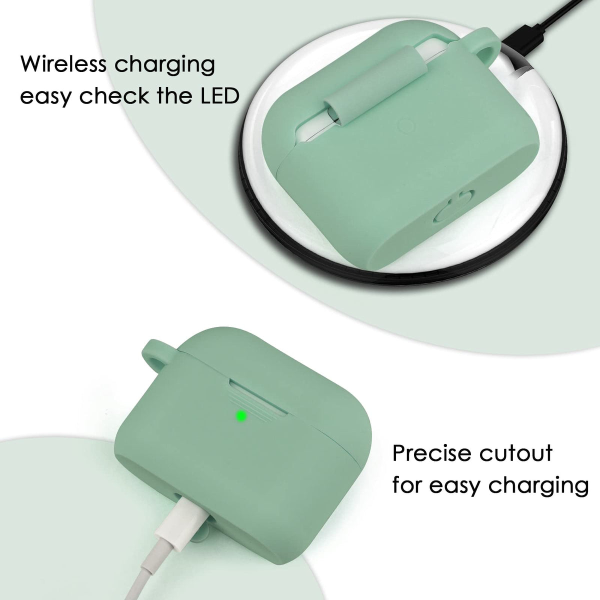Filoto AirPods 3 case charging wirelessly with LED visible