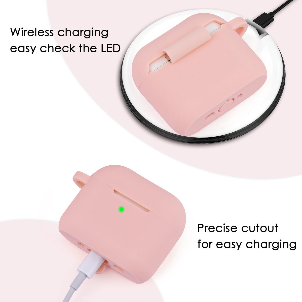 Filoto AirPods 4 Case pink bracelet attached to keys for secure carry