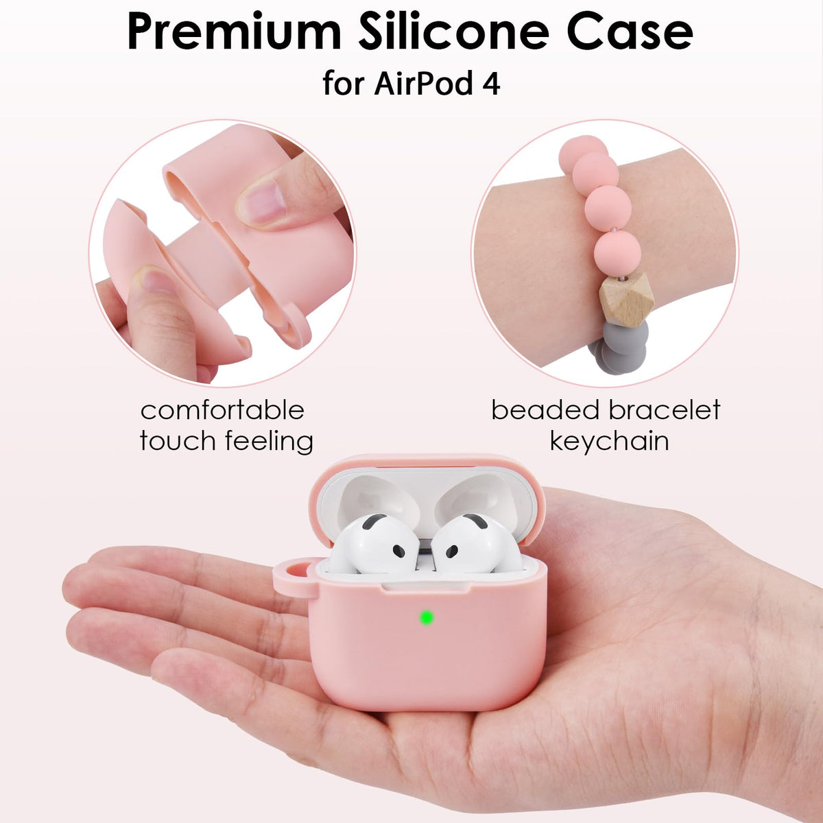 Filoto AirPods 4 Case pink LED indicator visible for quick status check