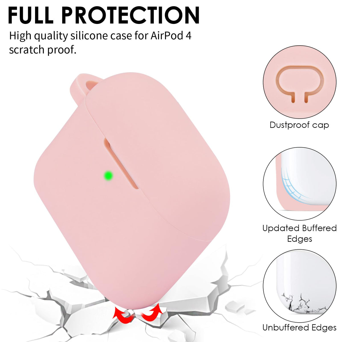Filoto AirPods 4 Case pink silicone texture close-up shows material detail