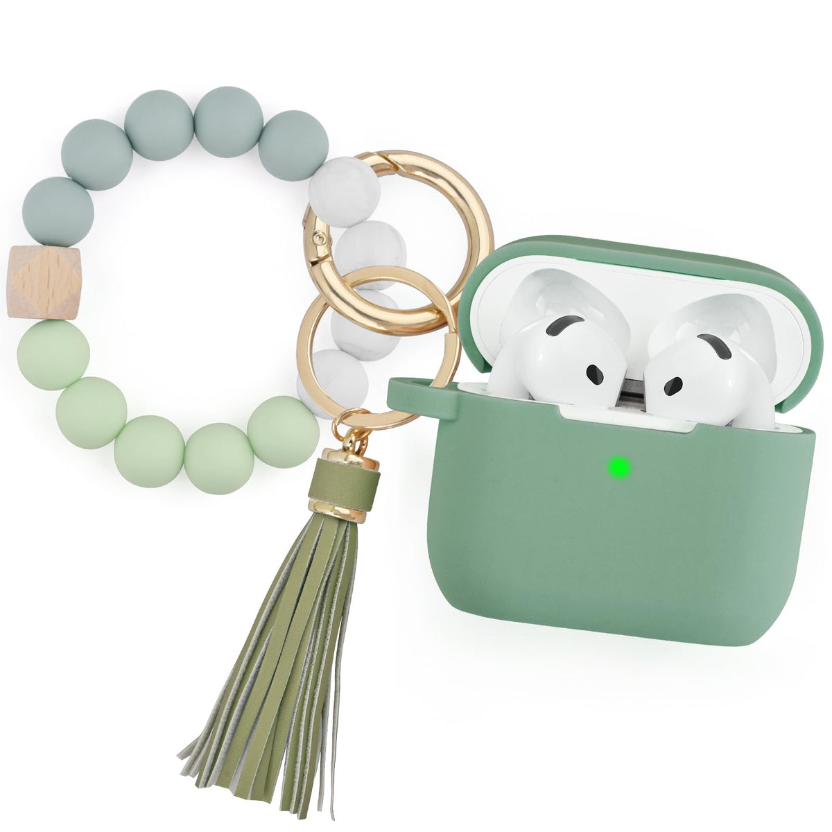 Filoto AirPods 4 case in cactus green, front view showing snug protective silicone design.