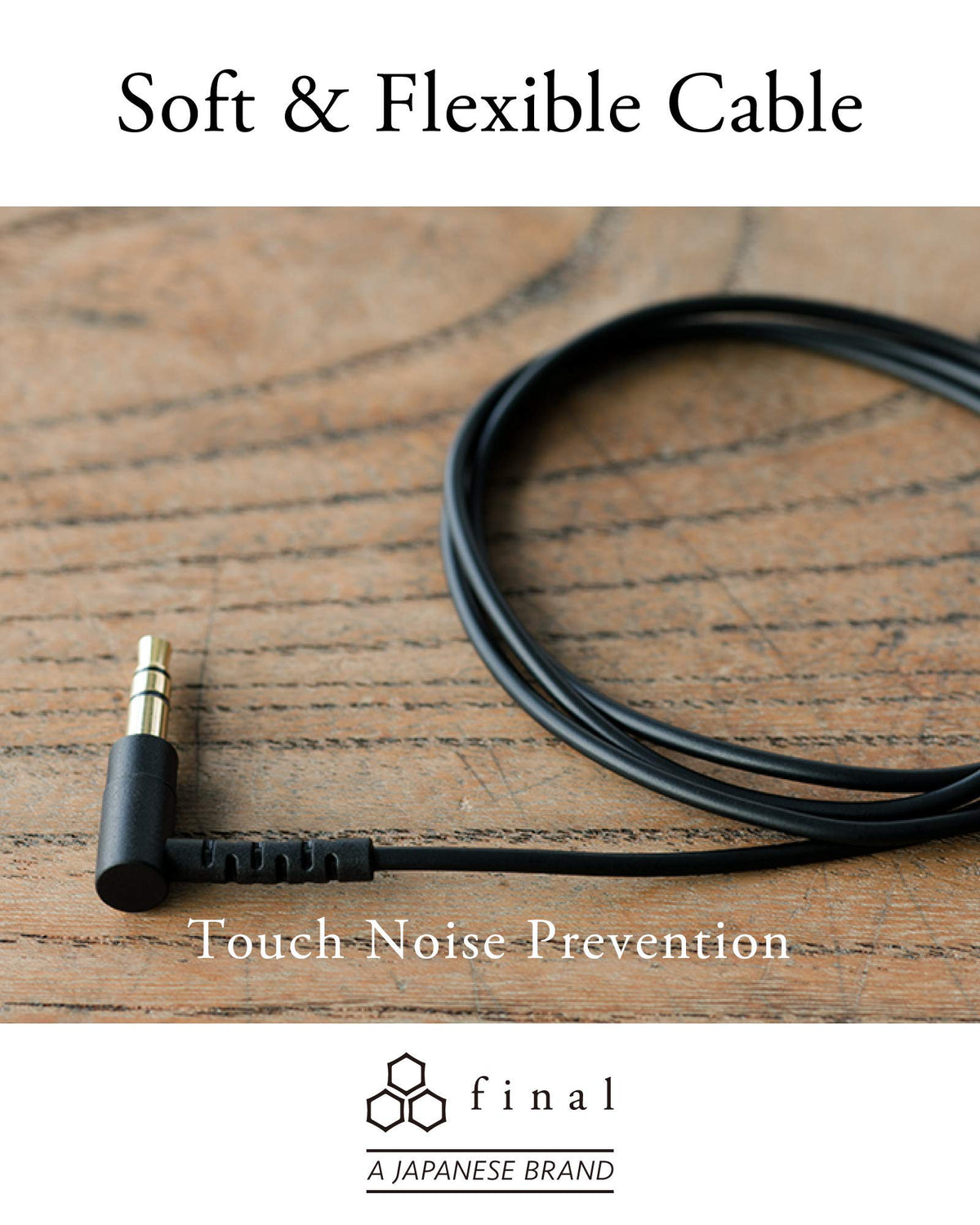 Final E3000 cord and jack detail showing 1.2m cable and robust connection for everyday use