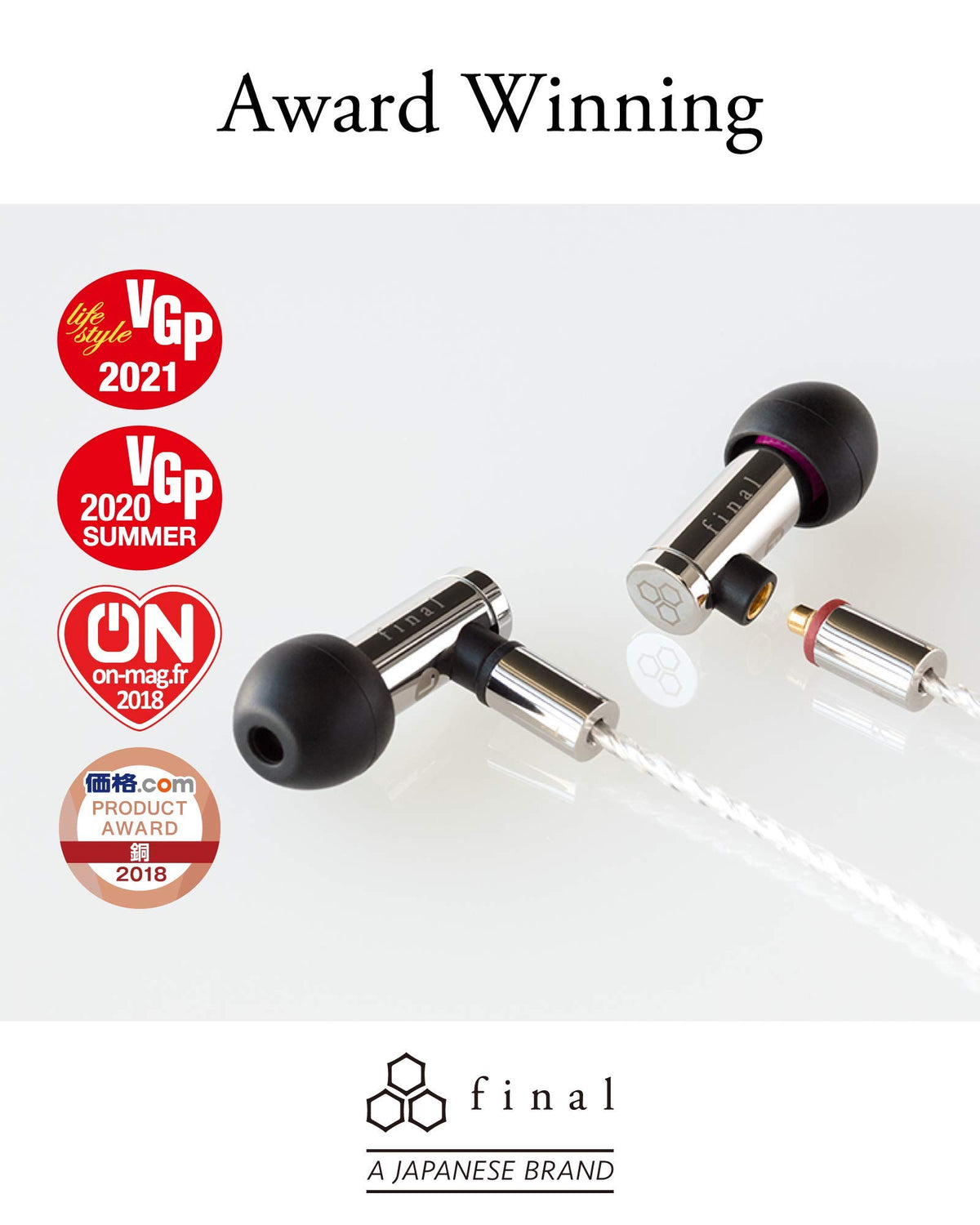 Final E5000 swing-fit-design enables secure, comfortable fit.