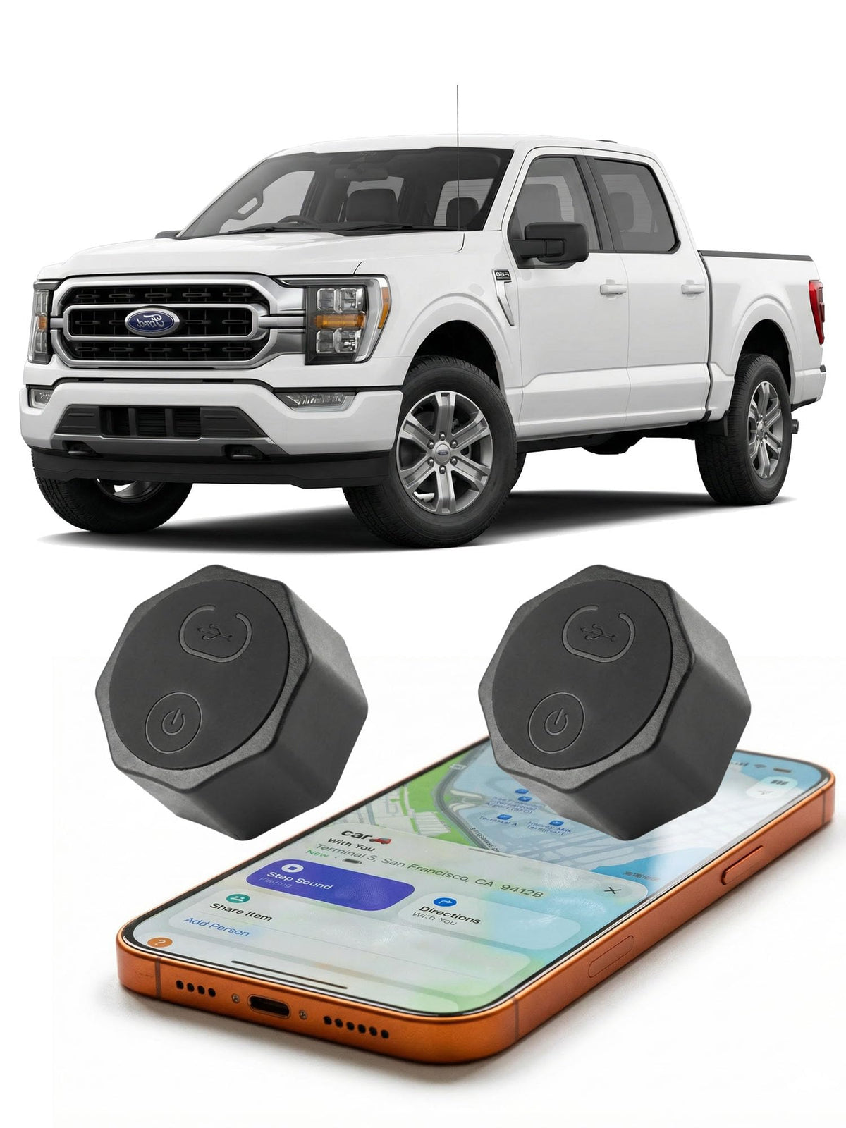 Findcard front view showing compact hidden tracker and benefit of discreet placement