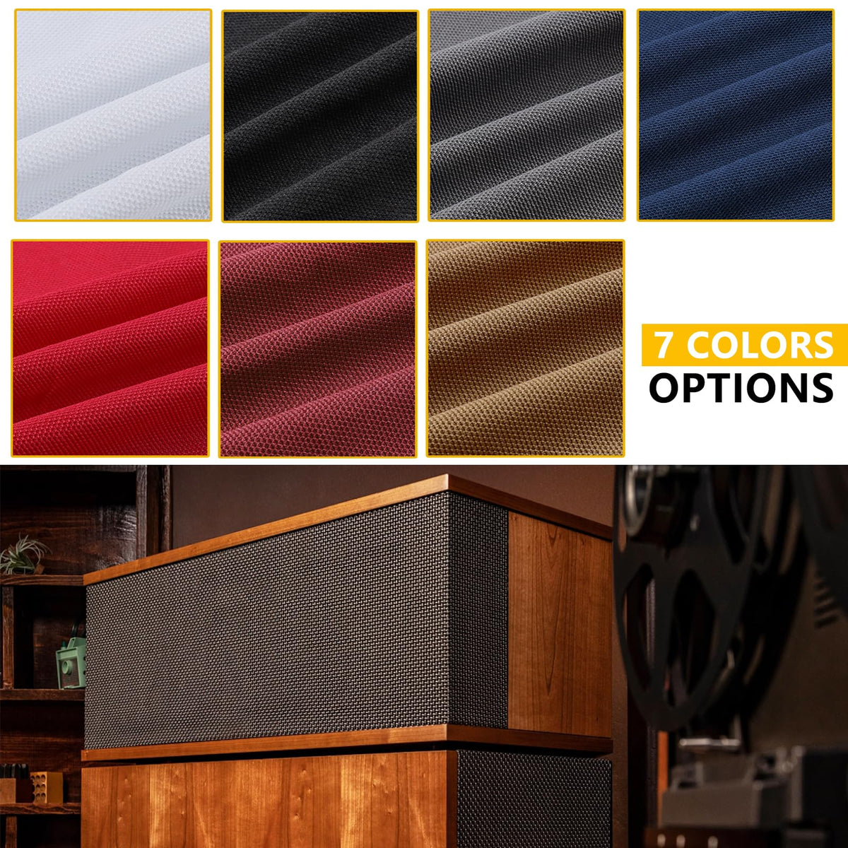 FINDUFA black mesh fabric delivers flexible acoustically transparent coverage