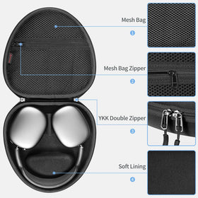 FINTIE AirPods Max case interior pocket secures cables and pads