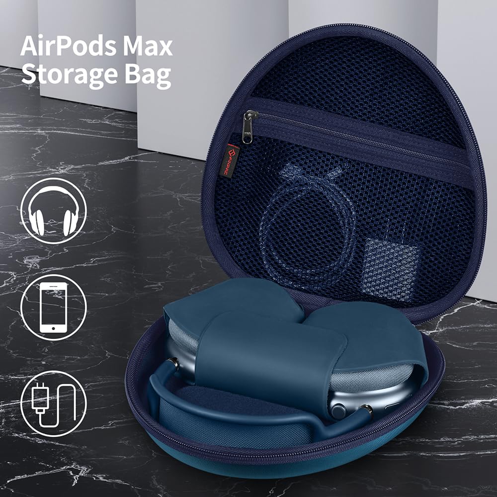 FINTIE AirPods Max case includes a mesh pocket for cables and earpads.