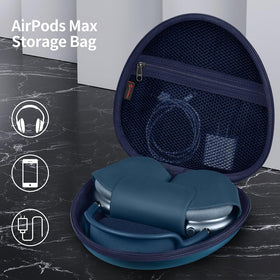 FINTIE AirPods Max case includes a mesh pocket for cables and earpads.