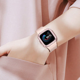 FINTIE Sense/Versa pink sand daily-use band with bumper protection.
