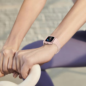 FINTIE Versa pink sand case with metal clasp for reliable adjustment.