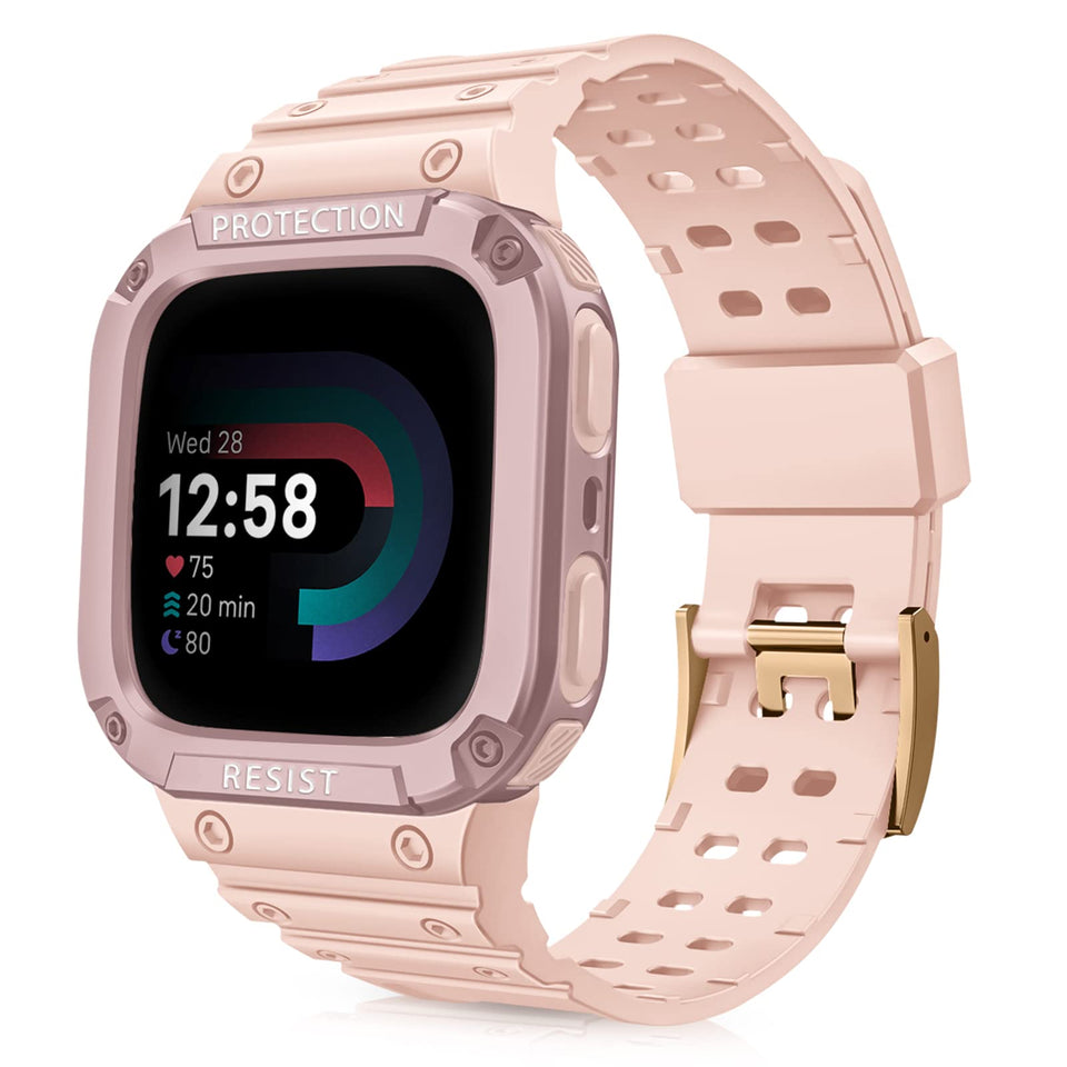 FINTIE Versa 4 pink sand case with rugged protection and raised bezel.