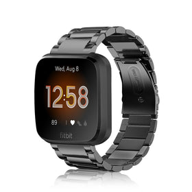 FINTIE metal band front view showing polished black finish and professional style